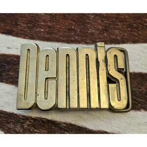 Vintage BBB Baron Buckle 1978 Dennis Cut-Out Solid Brass Name Belt Buckle